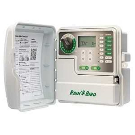 RAIN BIRD SST-1200OUT Irrigation Timer, 25.5/120 VAC, 6 -Zone, 1 -Program, LCD Display, White SST1200out
